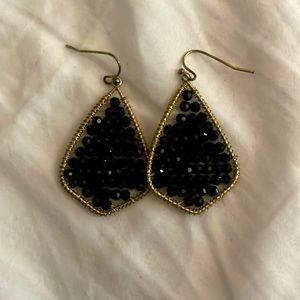 Black Sparkle Dangling Earrings